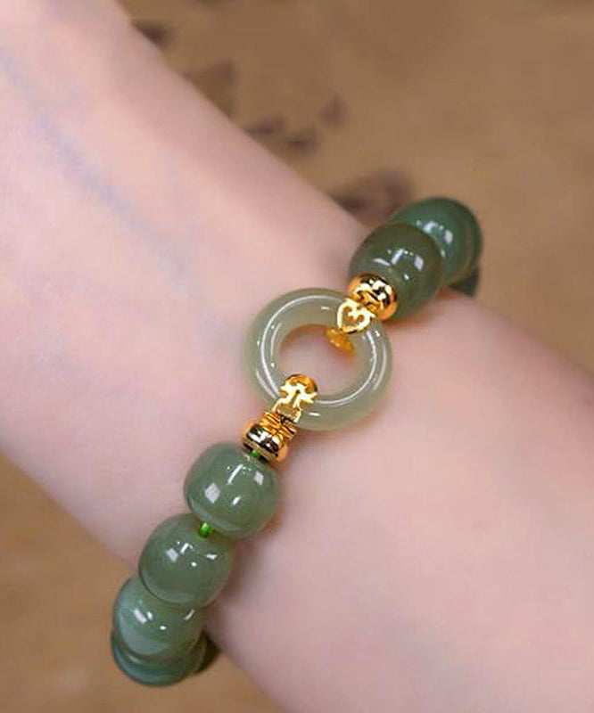 Bracelet chaîne à boucle Ping An en alliage de jade vert Boutique - TrendAura