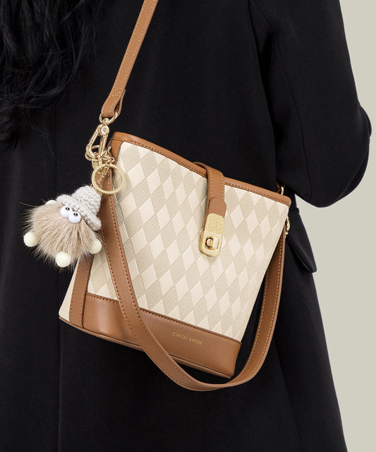 Sac seau grande capacité en cuir de veau kaki Boutique - TrendAura