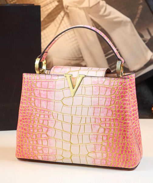 Sac fourre-tout en cuir de veau gaufré dégradé rose Boutique - TrendAura
