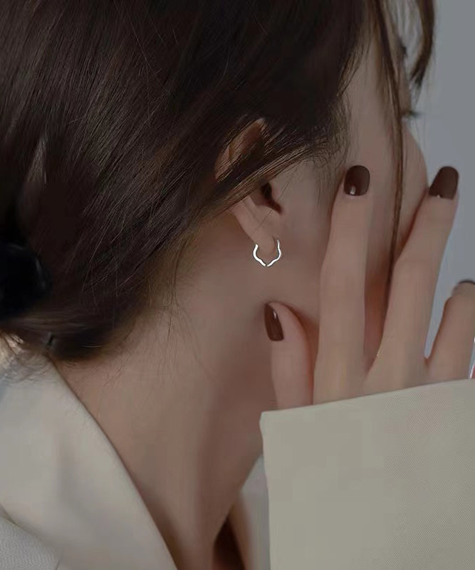 Boucles d'oreilles créoles géométriques en argent sterling et soie Boutique - TrendAura
