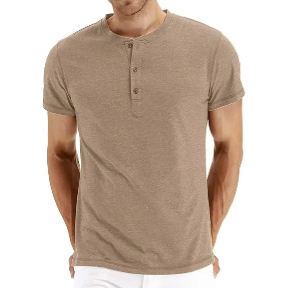 Max Slim Fit Cotton Henley T Shirt For Men Everyday Comfort Versatile Wardrobe Essential