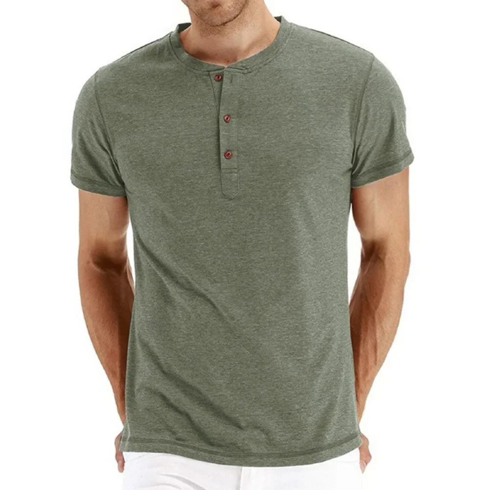 Max Slim Fit Cotton Henley T Shirt For Men Everyday Comfort Versatile Wardrobe Essential