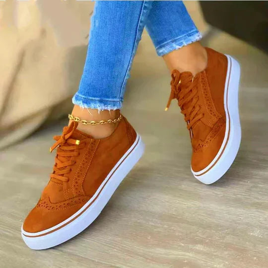 Olivya Womens Lace Up Platform Sneakers With Cushioned Sole For Everyday Chic Comfort