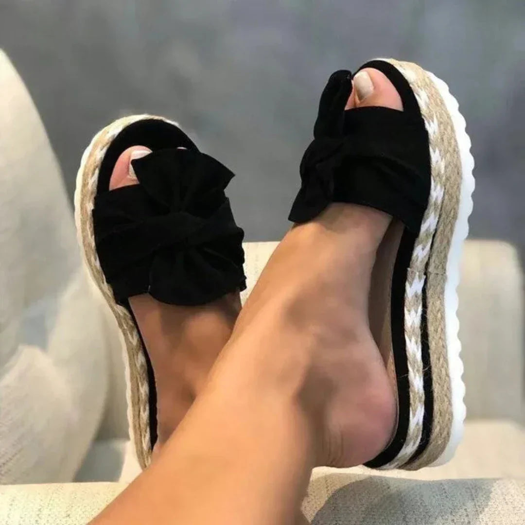 Brea Braid Bowknot Wedge Sandals