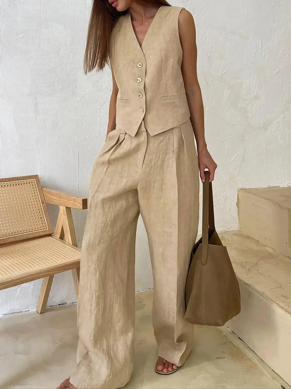 Breathable Cotton-Linen Two-Piece Set for Women – Effortlessly Stylish & Comfortable