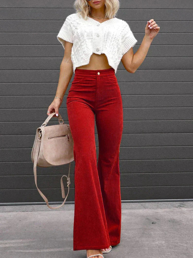 LURRA Corduroy Flared Pants For Women Comfortable And Trendy Everyday Wear Ideal For Work And Weekend