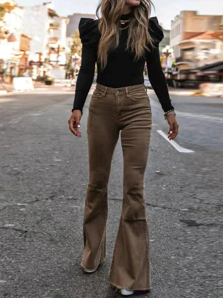 LURRA Corduroy Flared Pants For Women Comfortable And Trendy Everyday Wear Ideal For Work And Weekend