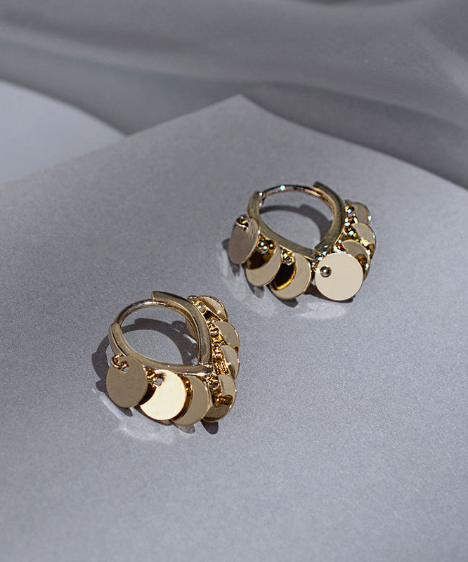 Boucles d'oreilles créoles à paillettes en alliage d'or et argent sterling - TrendAura