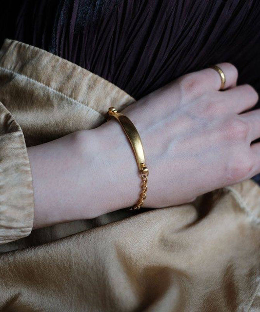 Bracelet épais en argent sterling doré avec chaîne surdorée - TrendAura
