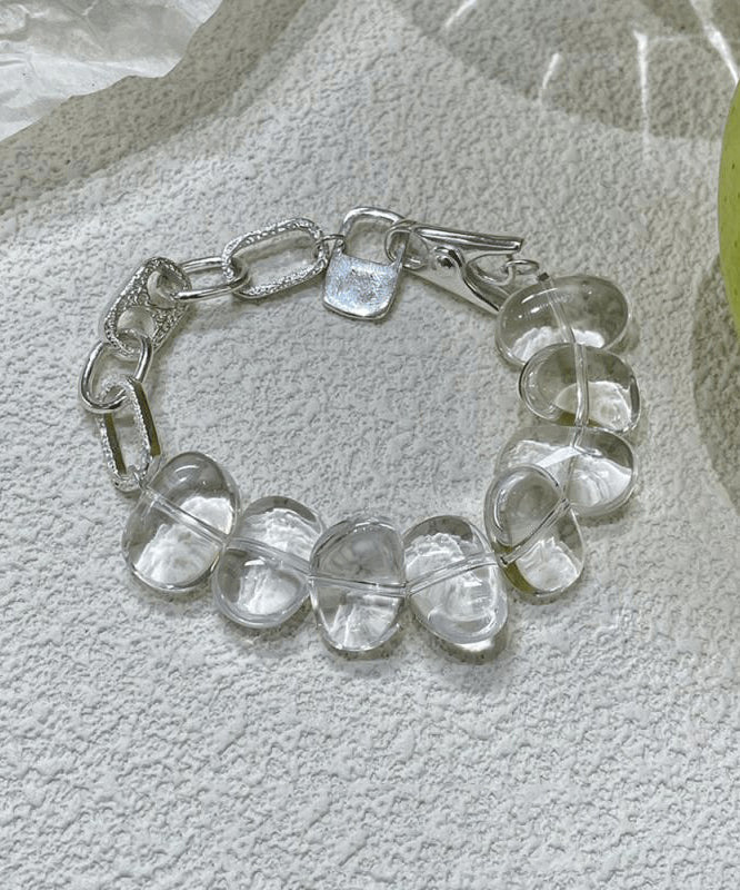 Bracelet chaîne en argent sterling et cristal couleur chair - TrendAura