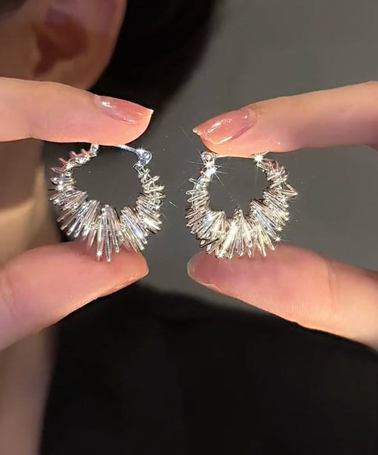 Boucles d'oreilles créoles froissées en soie, cuivre et zircon - TrendAura