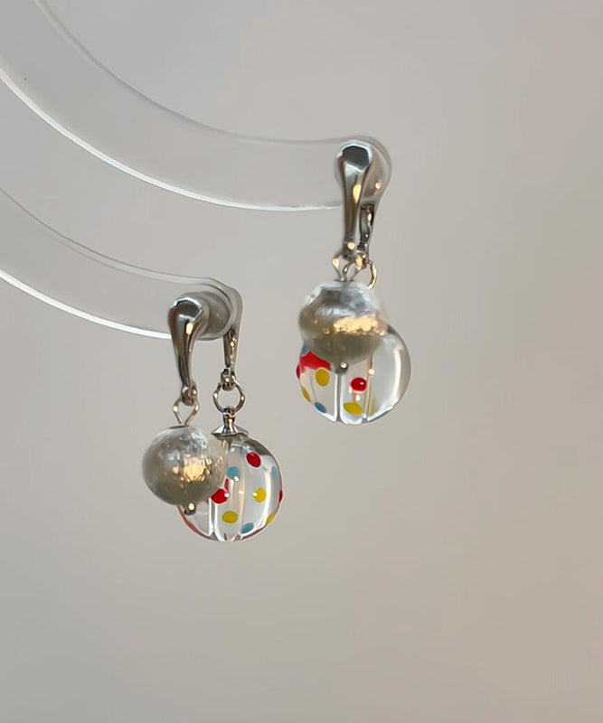 Boucles d'oreilles créoles en soie et argent sterling à pois givrés - TrendAura