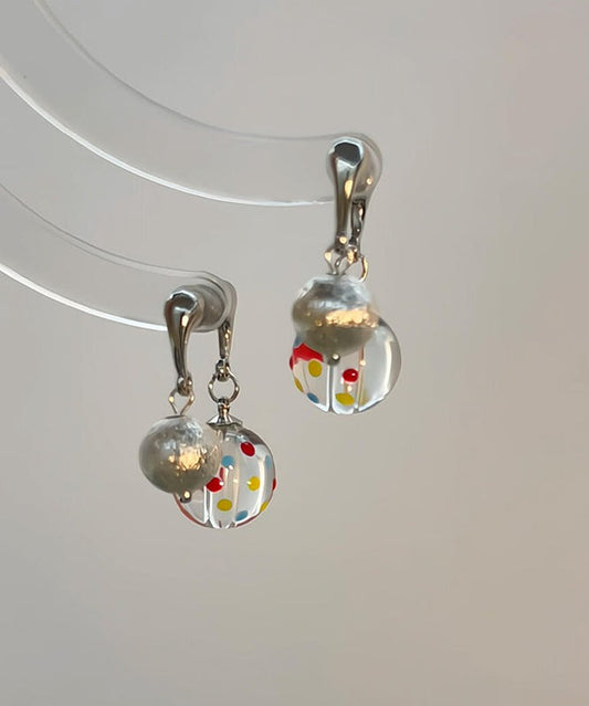 Boucles d'oreilles créoles en soie et argent sterling à pois givrés - TrendAura