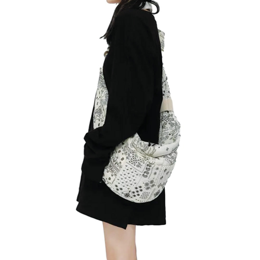 TrendAura Bandana Crossbody Tote Durable Cotton Canvas With Paisley Design Zipper Closure And Waterproof Outer