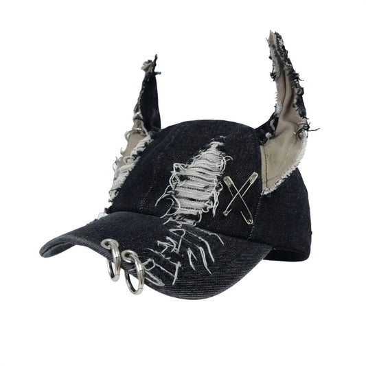 Black Ear Denim Hat - TrendAura