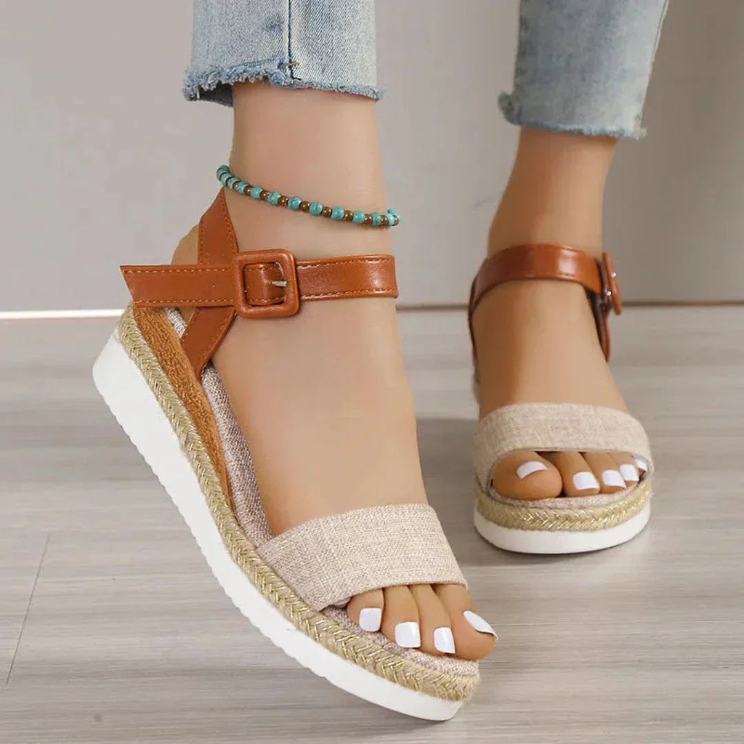 Britney Faux Leather Buckle Strap Espadrille