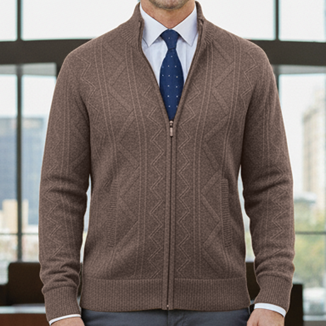 Luke Business Cardigan By TrendAura Breathable Zip Up Knit For Professional Office And All Day Comfort