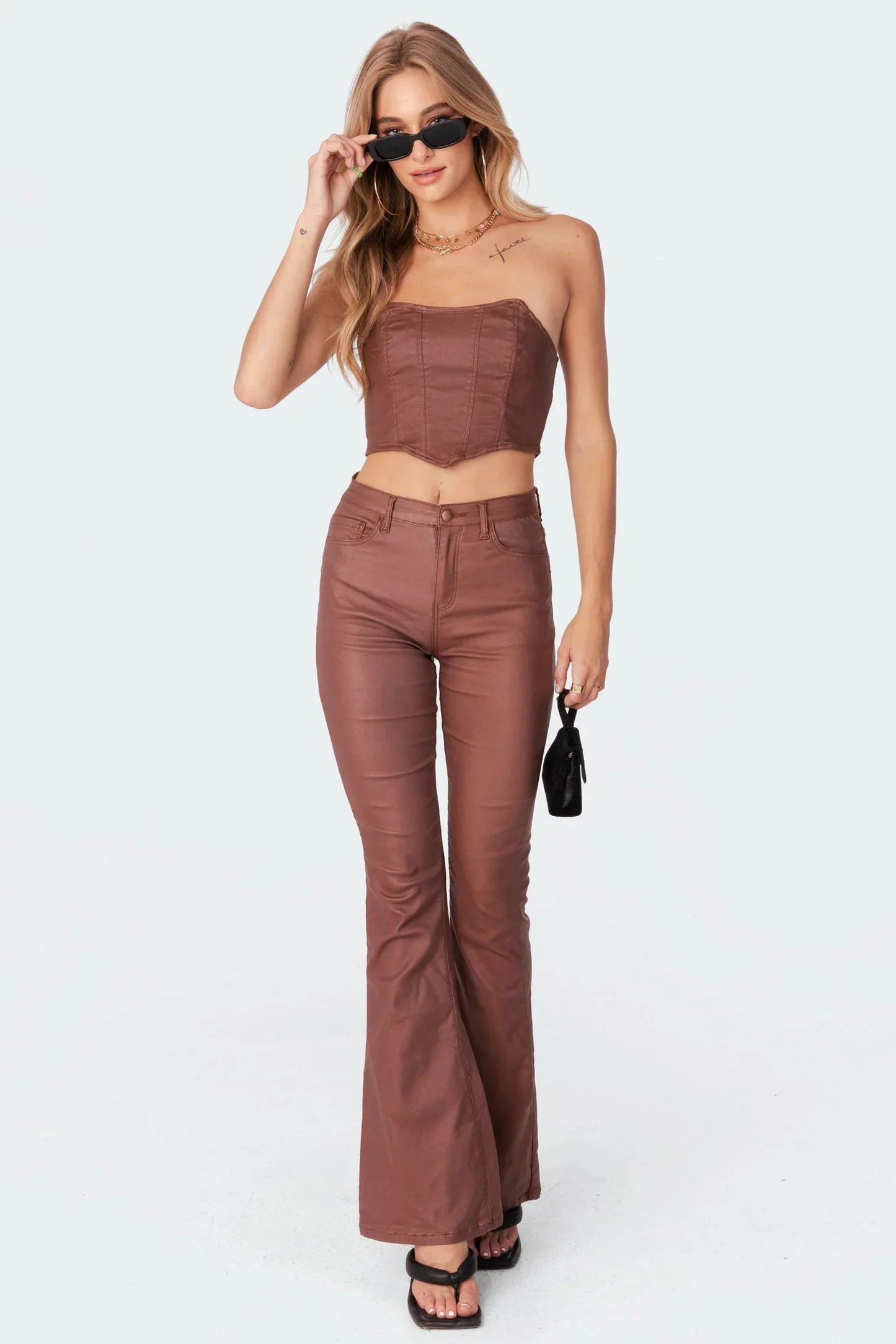 Lisa Faux Leather Flare Jeans For Women Luxurious Comfort Trendy Flare Style Premium Quality