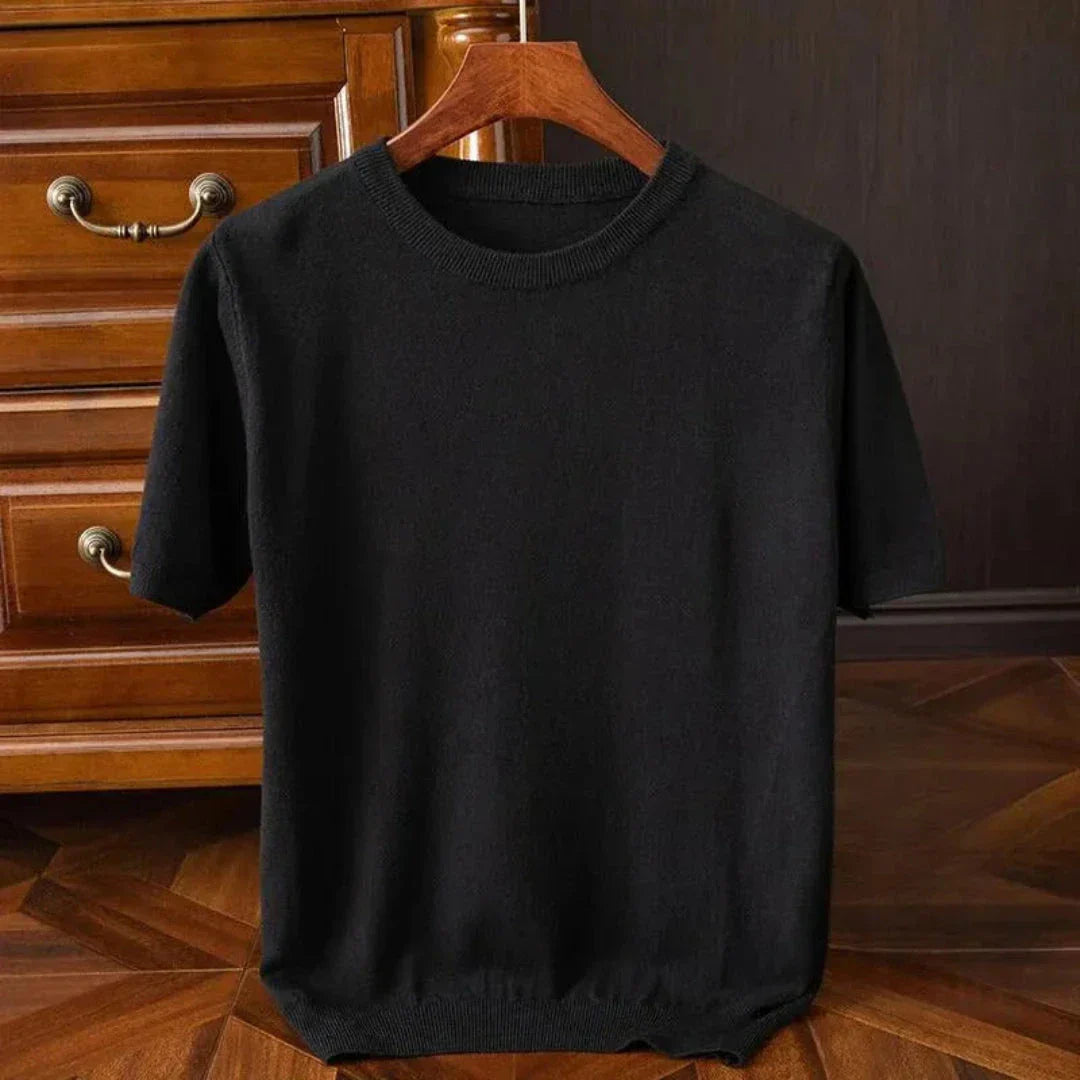Bruce Wool Short-Sleeve O-Neck Tee By TrendAura - Luxurious Butter-Soft Knit For Everyday Wardrobe