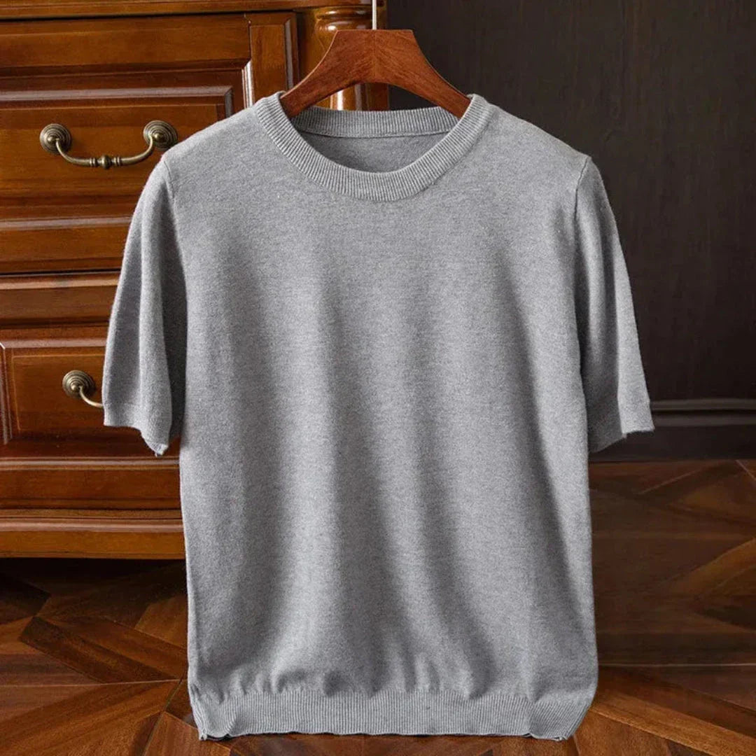 Bruce Wool Short-Sleeve O-Neck Tee By TrendAura - Luxurious Butter-Soft Knit For Everyday Wardrobe