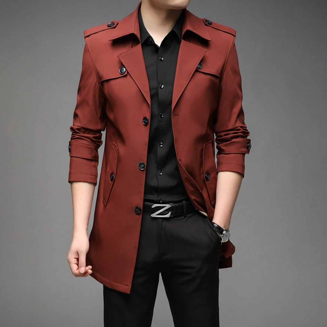 Richard Men's Single Breasted Lightweight Trench Coat Versatile Transitional Weather Outerwear by TrendAura