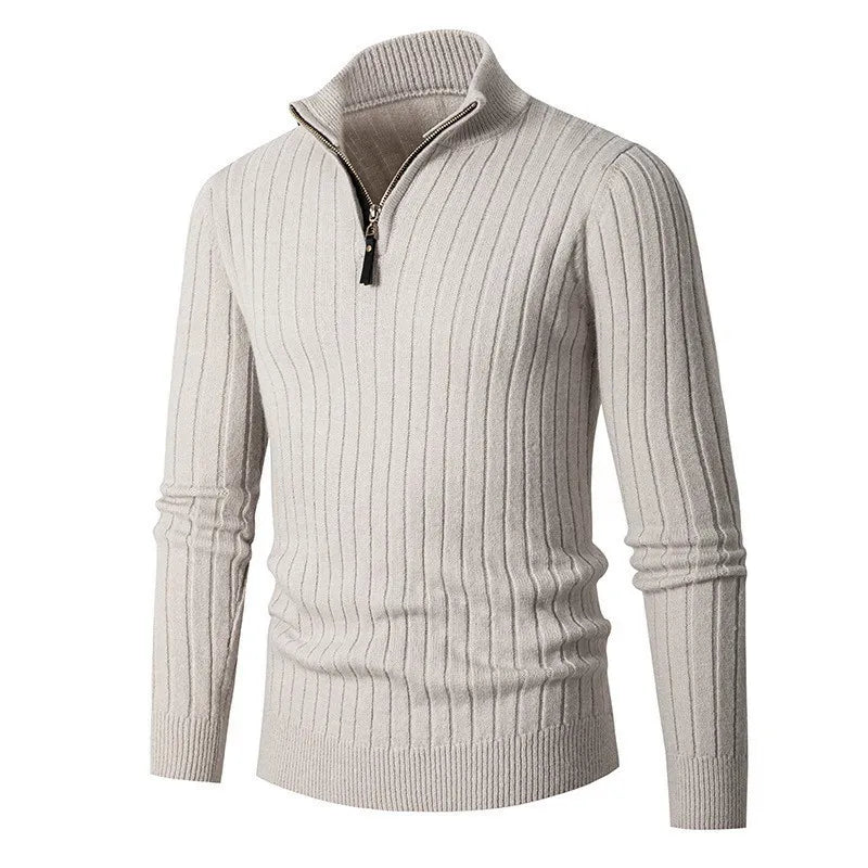 Mens Half Zip Sweater With High Collar For Winter Wardrobe Versatility And Style Upgrade