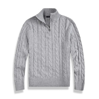 Men's Old Money Half Zip Sweater With High Collar Front Zip For Modern Men Smart Casual Winter Wear