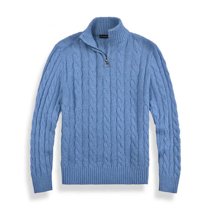 Men's Old Money Half Zip Sweater With High Collar Front Zip For Modern Men Smart Casual Winter Wear