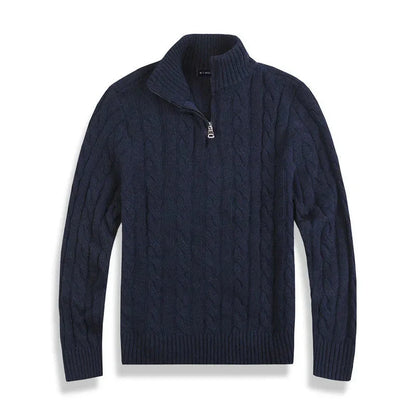 Men's Old Money Half Zip Sweater With High Collar Front Zip For Modern Men Smart Casual Winter Wear