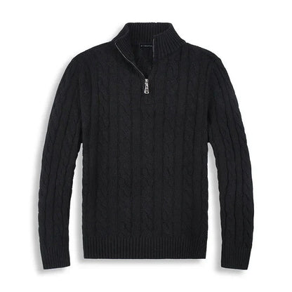 Men's Old Money Half Zip Sweater With High Collar Front Zip For Modern Men Smart Casual Winter Wear