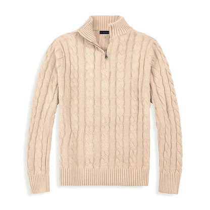 Men's Old Money Half Zip Sweater With High Collar Front Zip For Modern Men Smart Casual Winter Wear