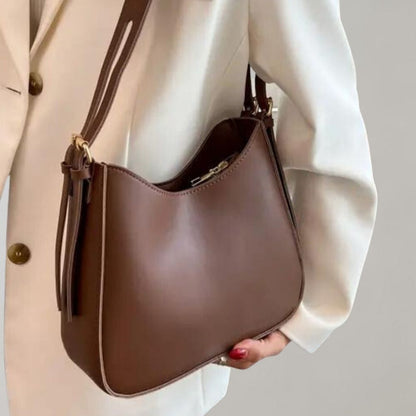 Mila Womens Brown PU Leather Shoulder Bag Crossbody Minimalist Everyday Use Durable Stylish For Women