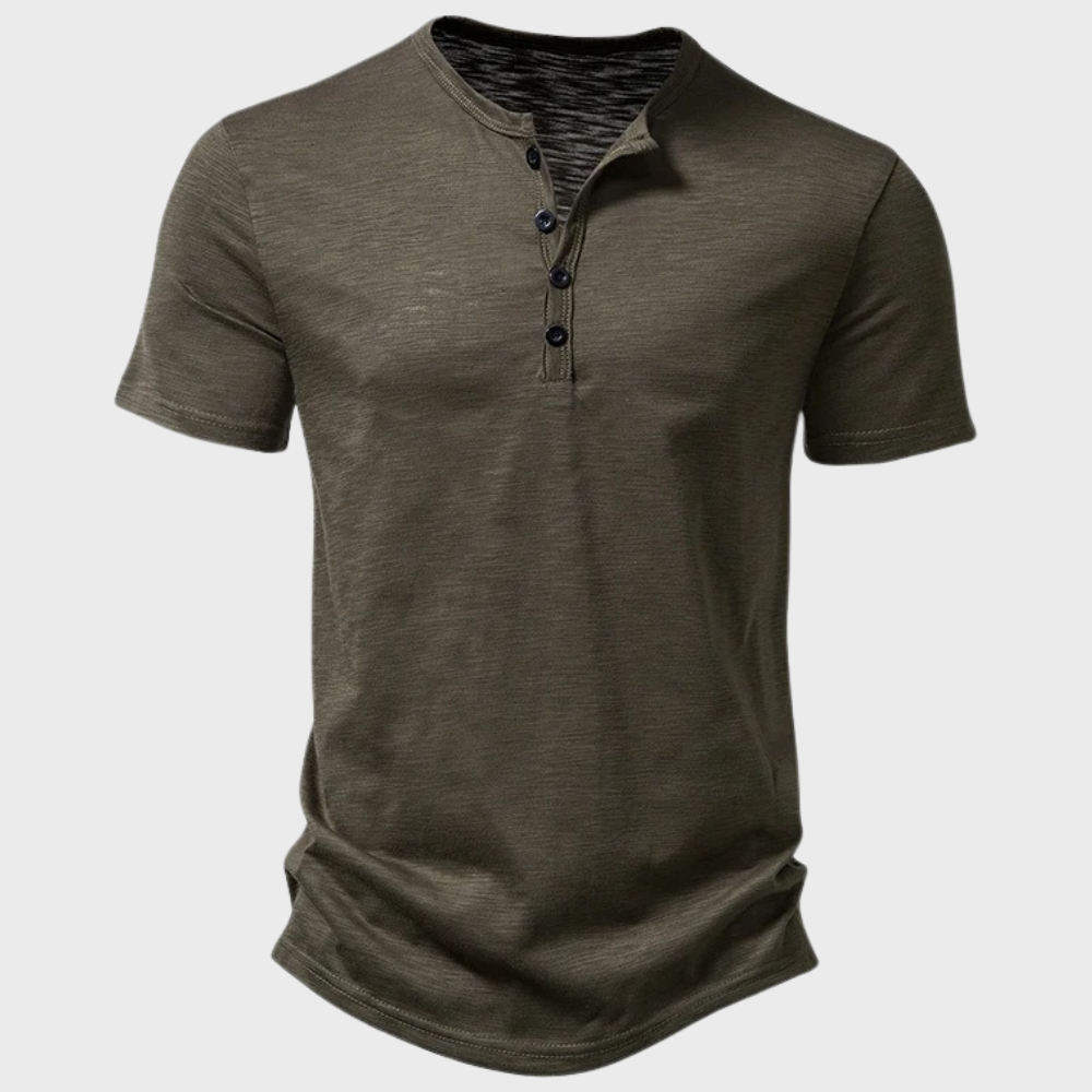 Men's Henley T Shirt Cotton Blend With Button Closure Short Sleeve Regular Fit Casual Top