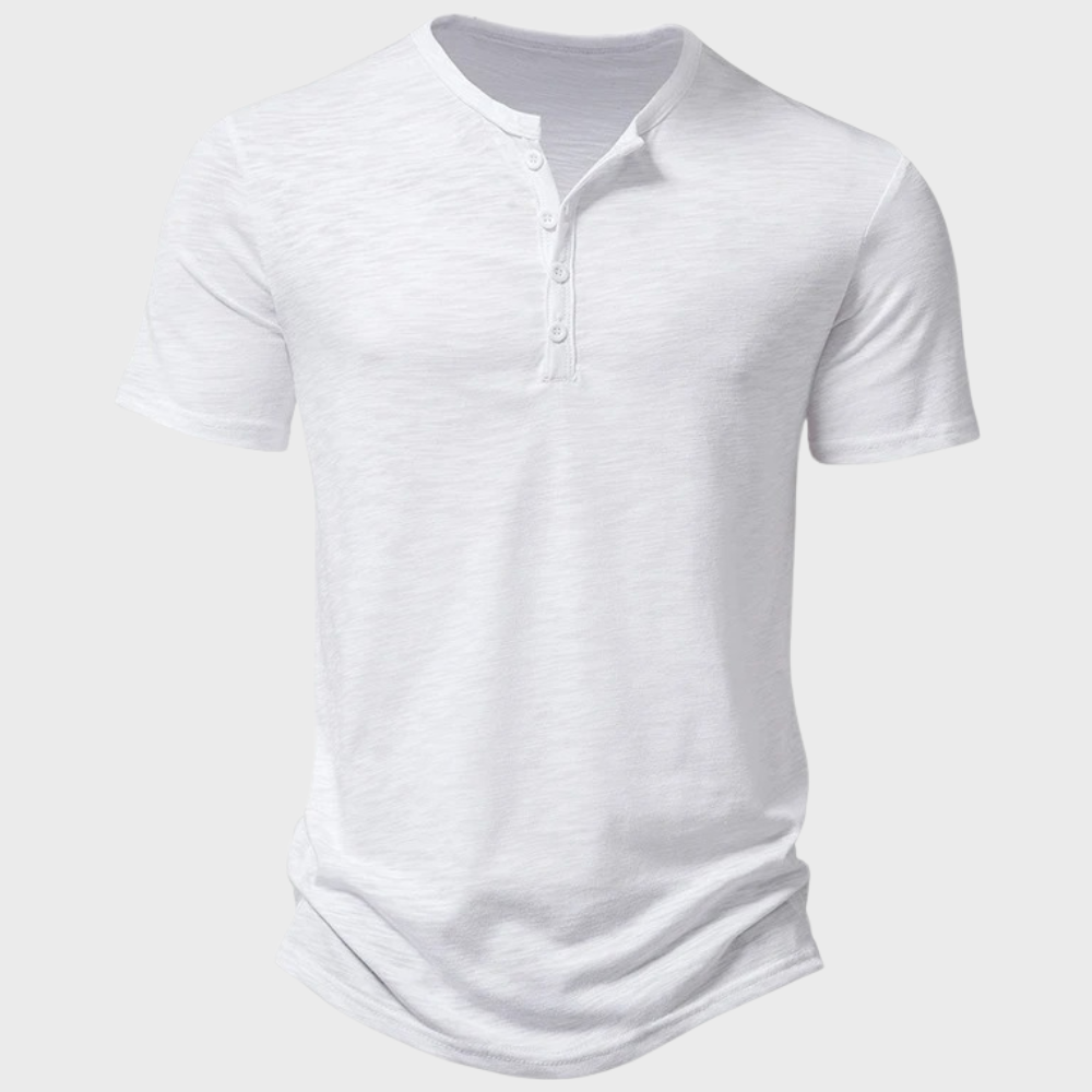 Men's Henley T Shirt Cotton Blend With Button Closure Short Sleeve Regular Fit Casual Top