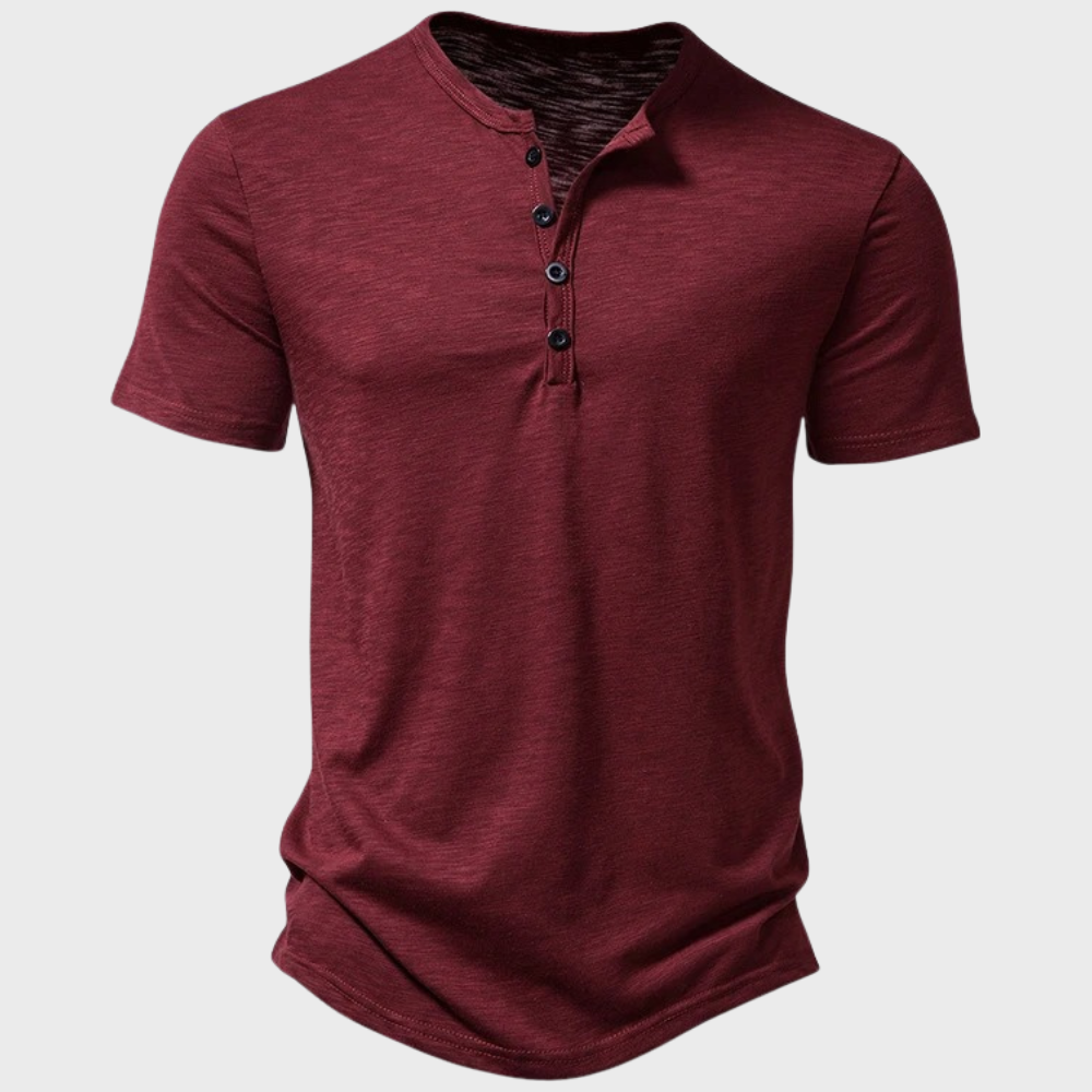 Men's Henley T Shirt Cotton Blend With Button Closure Short Sleeve Regular Fit Casual Top
