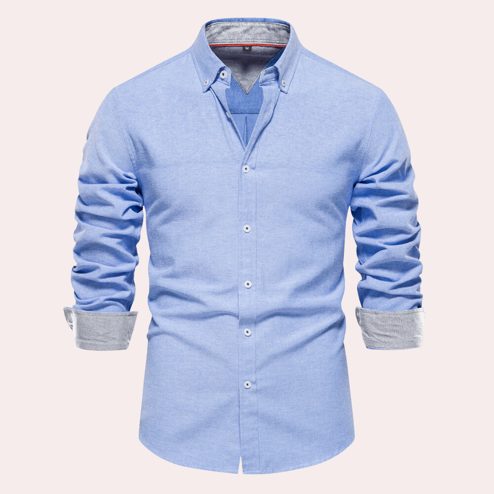 Mens Shirt With Button Closure Tailored Fit Cotton Button Down Collar For Formal And Casual Wear