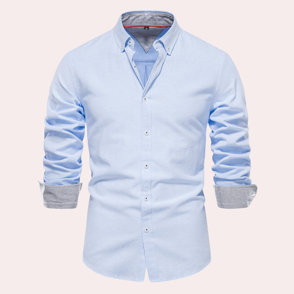 Mens Shirt With Button Closure Tailored Fit Cotton Button Down Collar For Formal And Casual Wear