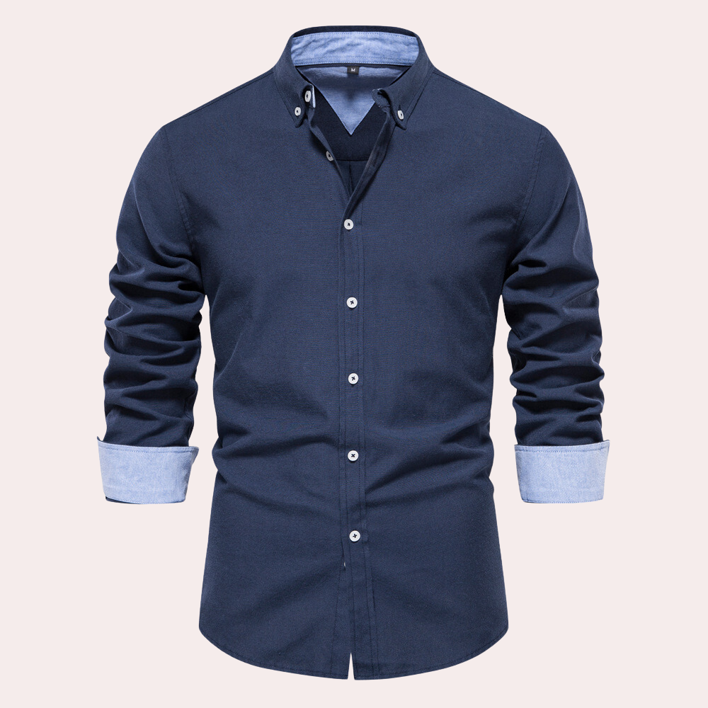 Mens Shirt With Button Closure Tailored Fit Cotton Button Down Collar For Formal And Casual Wear