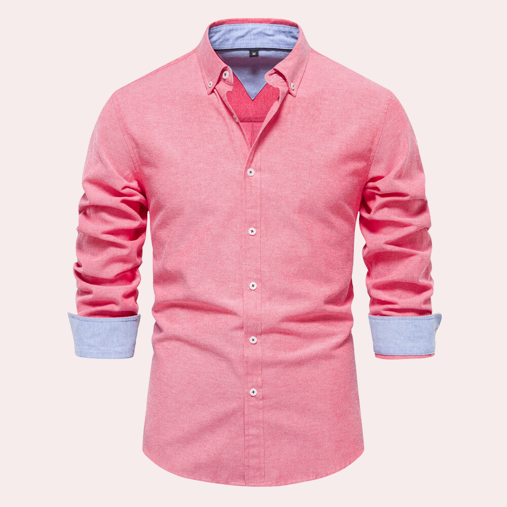 Mens Shirt With Button Closure Tailored Fit Cotton Button Down Collar For Formal And Casual Wear