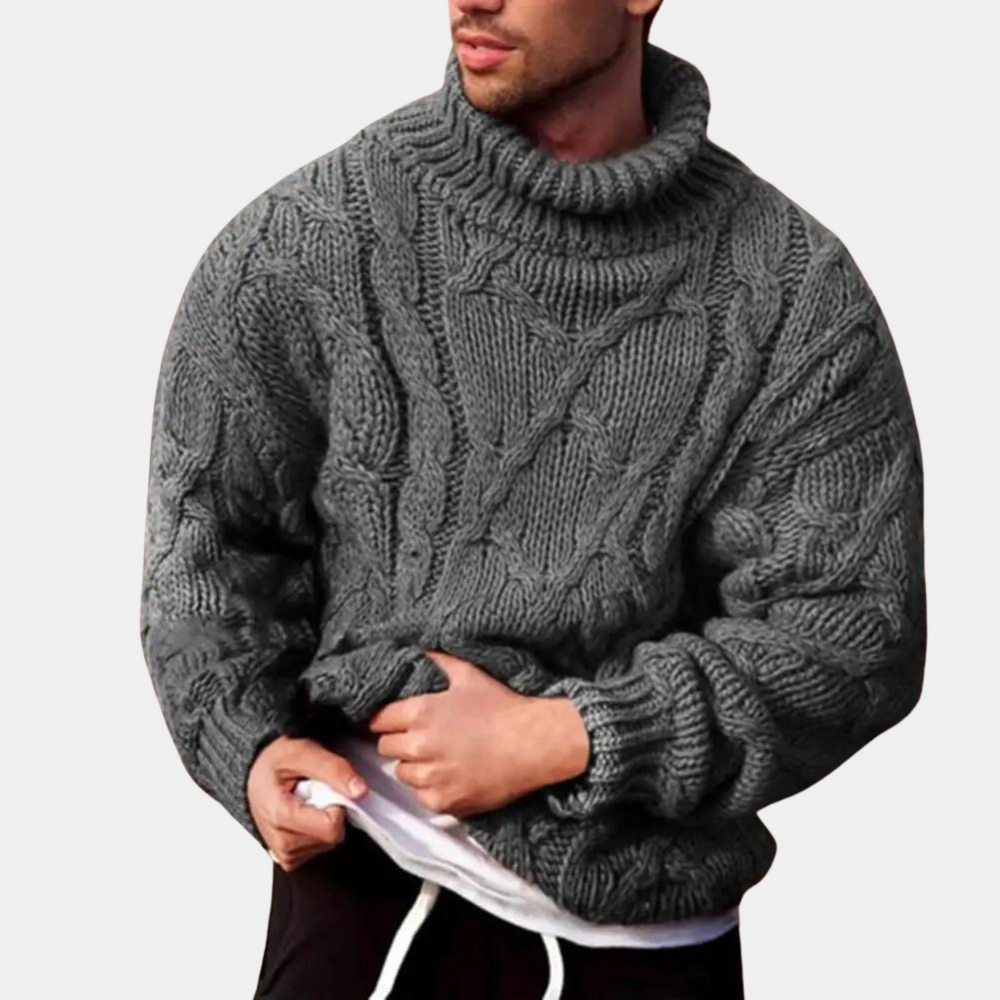 Men's Chunky Turtleneck Sweater Pullover For Cold Days Ultra Warm Thick Knit Wool Blend