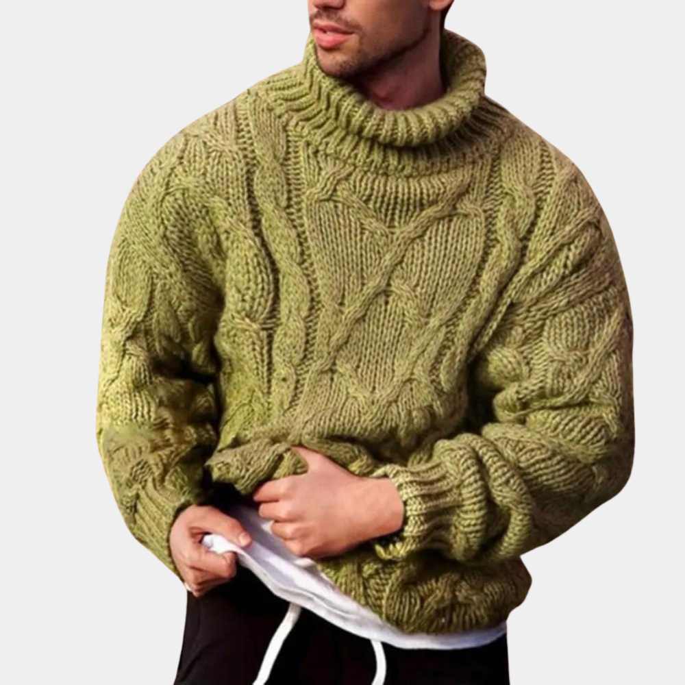 Men's Chunky Turtleneck Sweater Pullover For Cold Days Ultra Warm Thick Knit Wool Blend