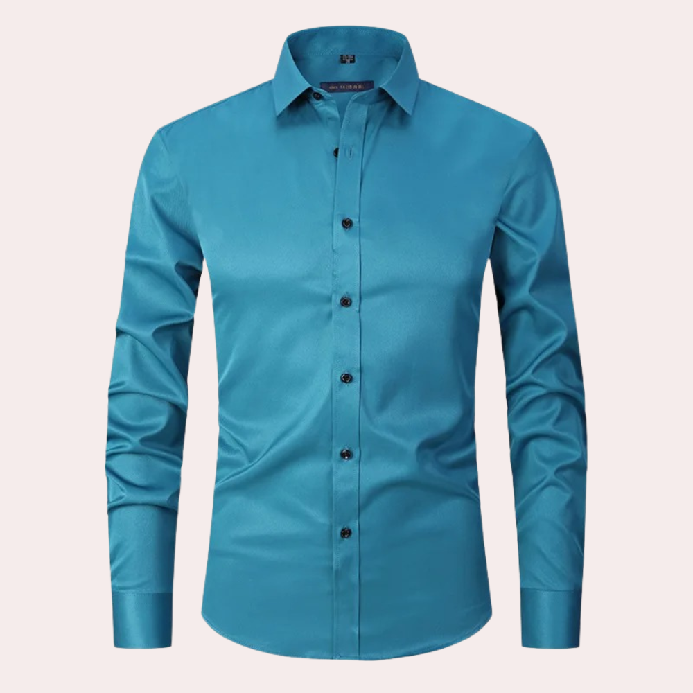 Mens Shirt Classic Tailored Fit Long Sleeve Spread Collar Button Closure For Formal And Casual Wear