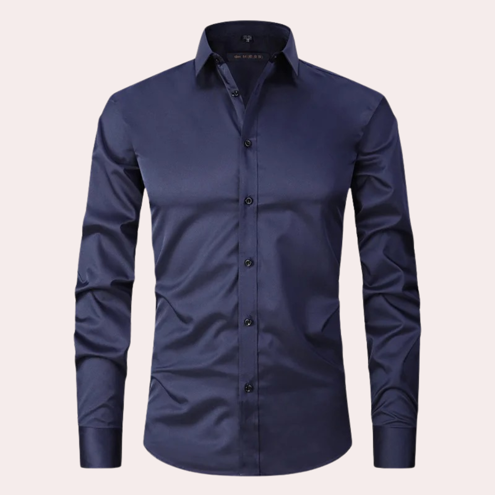 Men's Slim Fit Stretch Cotton Dress Shirt Long Sleeve With Button Closure Maroon