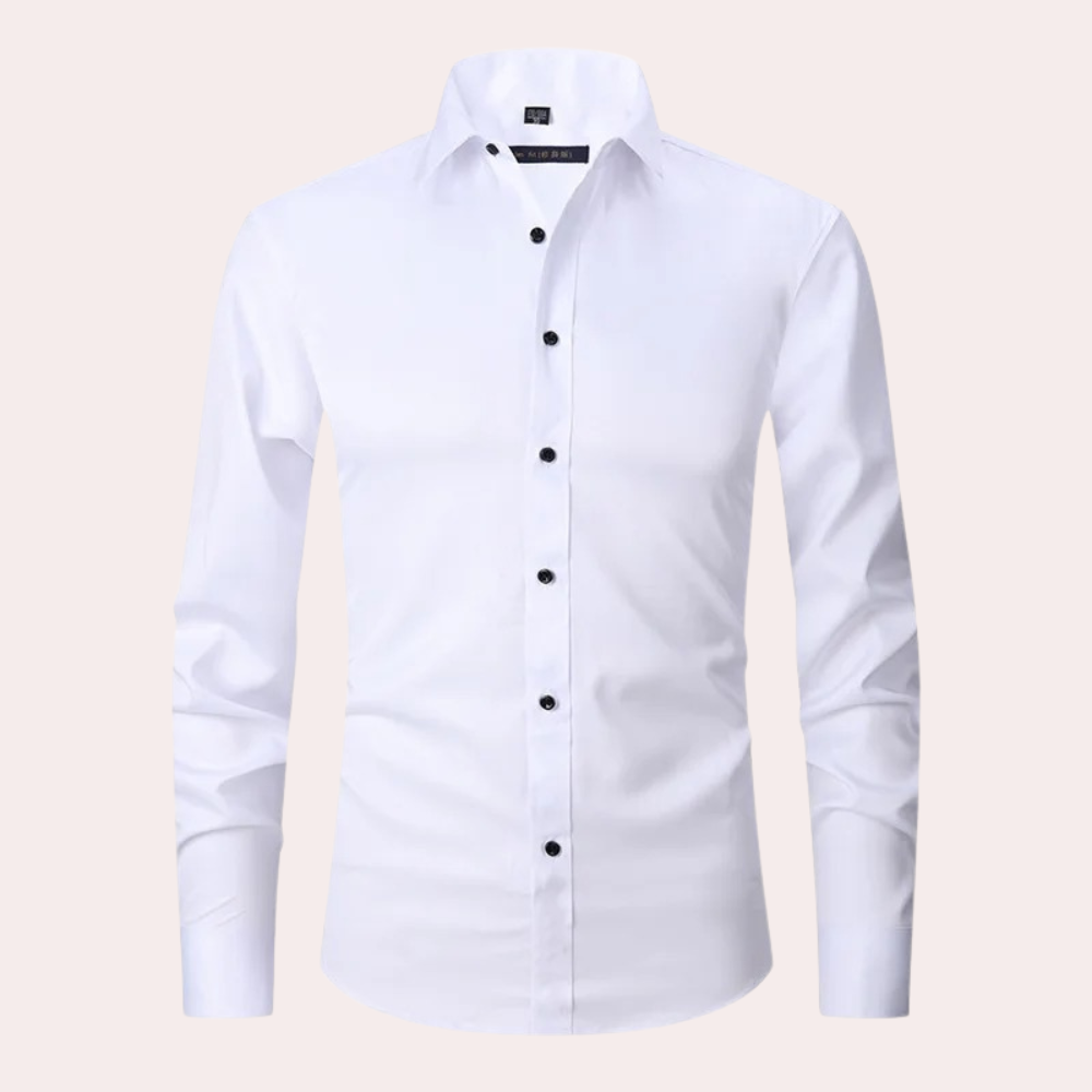 Mens Shirt Classic Tailored Fit Long Sleeve Spread Collar Button Closure For Formal And Casual Wear