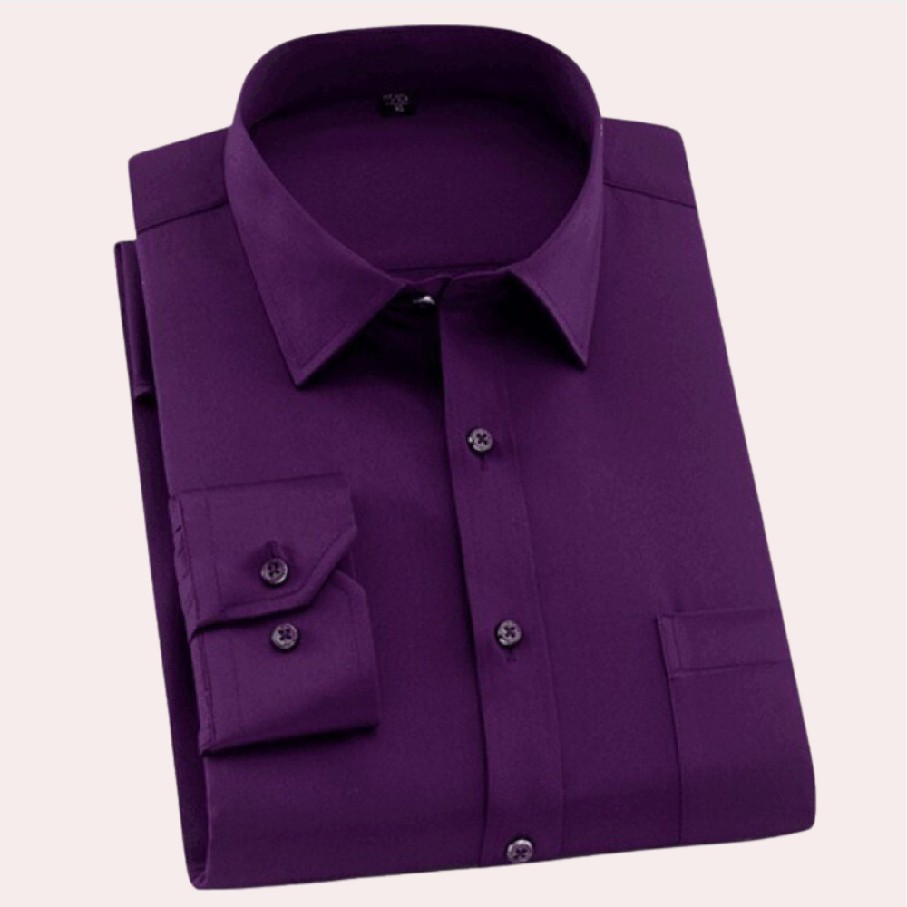 Nordic Flair Mens Non Iron Cotton Shirt With Classic Collar Regular Fit And Adjustable Cuffs