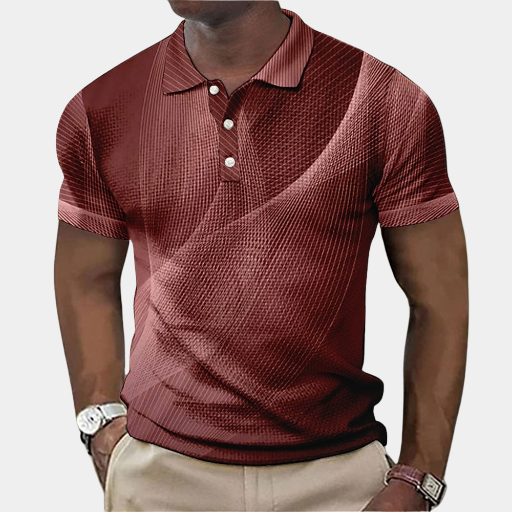 Nordic Flair Slim Fit Men's Polo Shirt With Textured Pattern Short Sleeve Classic Collar