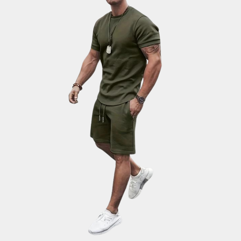 Mens Short Sleeve T Shirt And Shorts Set Breathable Comfortable Casual Summer Outfit