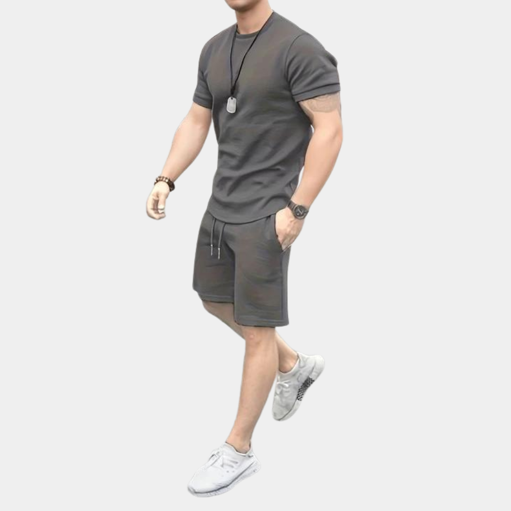 Mens Short Sleeve T Shirt And Shorts Set Breathable Comfortable Casual Summer Outfit