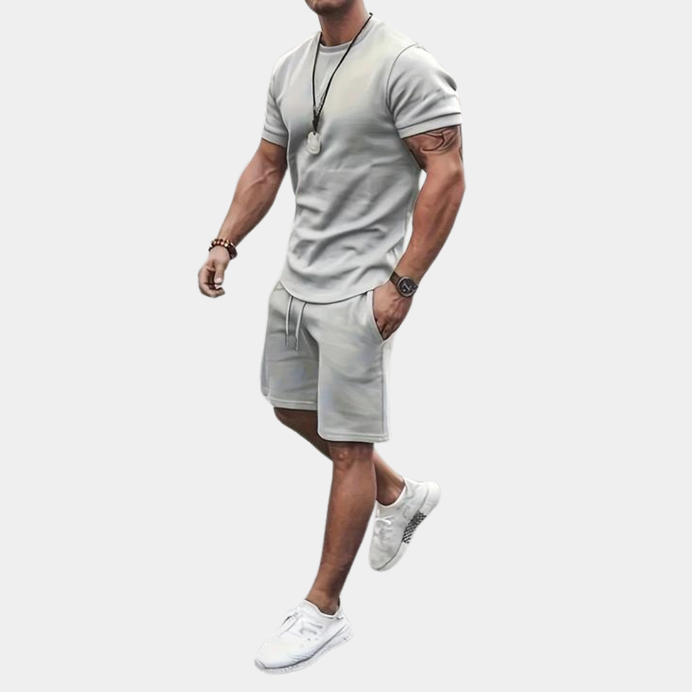 Mens Short Sleeve T Shirt And Shorts Set Breathable Comfortable Casual Summer Outfit