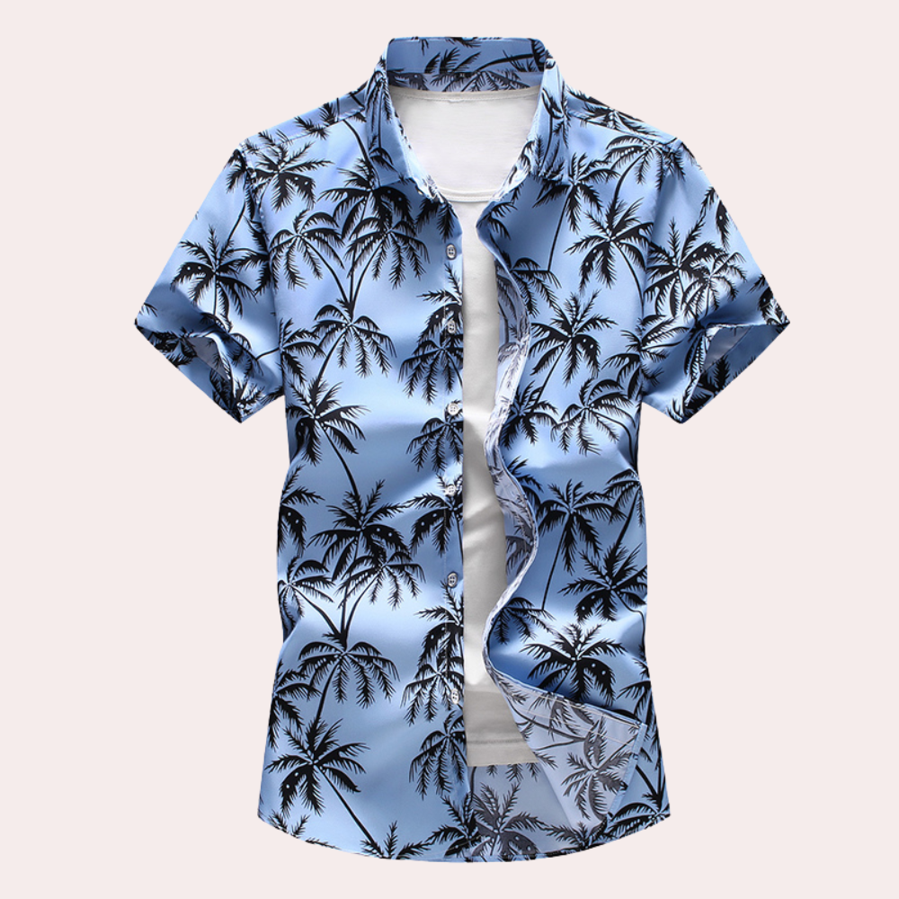 Men's Tropical Floral Button Front Shirt Short Sleeve Regular Fit Vacation Style Pattern
